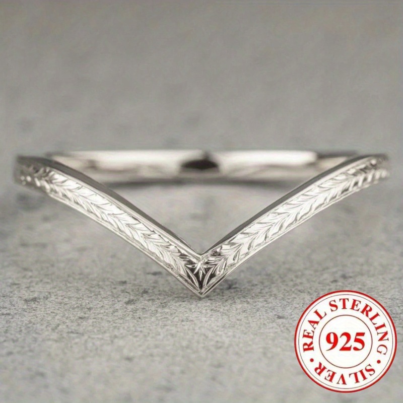 925 Sterling Silver V Shaped Arrow Ring for Women